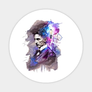 NIKOLA TESLA WATER COLOR PORTRAIT Magnet